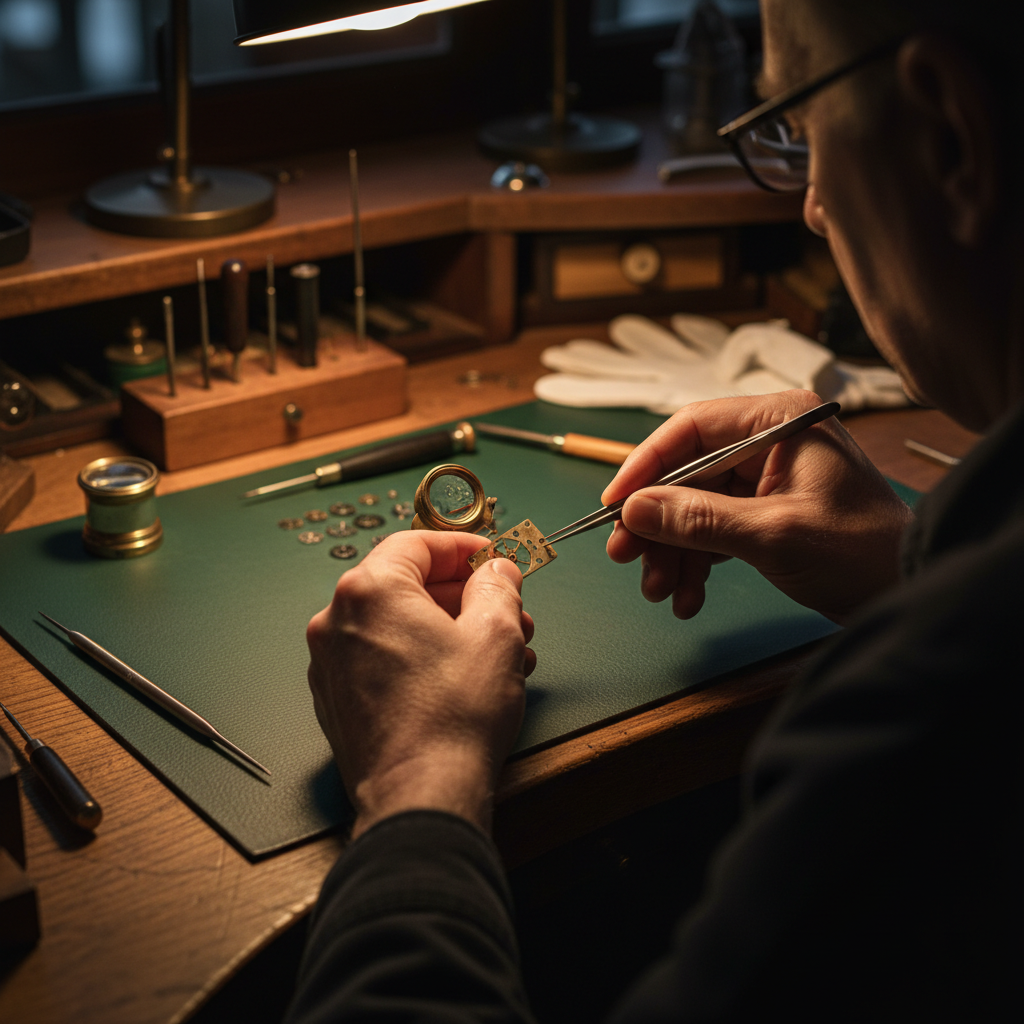 A Vallier watchmaker at work.